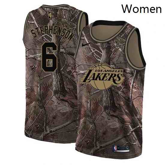 Womens Nike Los Angeles Lakers 6 Lance Stephenson Swingman Camo Realtree Collection NBA Jersey